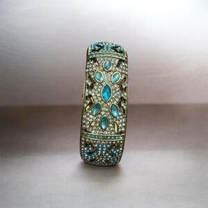 Heidi Daus "Romance in Artistry" Secret Watch Hinged Crystal Cuff